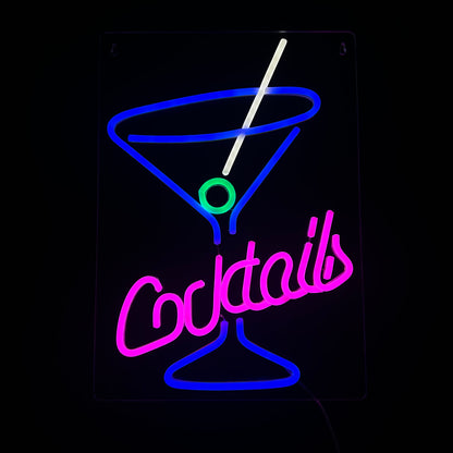 Neon Lamp - Cocktails - Incl. Ophanghaakjes - Neon Sign - 42 x 30 cm