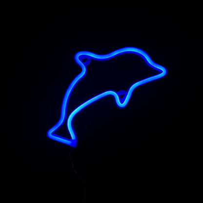 Neon Lamp - Dolfijn Blauw - Incl. 3 Batterijen - 21 x 27 cm