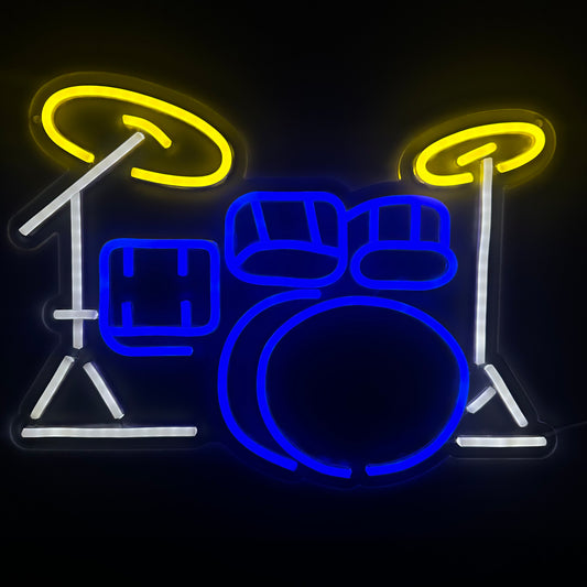 Neon Lamp - Drumstel - Muziek - Dimbaar - Incl. Ophanghaakjes - Neon Sign - 33 x 44 cm