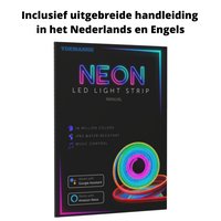 Smart Neon LED Strip – 3 Meter – RGBIC – 16 Miljoen Kleuren - Voor Binnen & Buiten - App & Afstandsbediening – Incl. Bevestigingsmateriaal