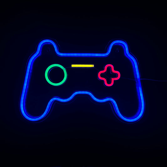 Neon Lamp - Game Controller Blauw - Incl. Ophanghaakjes - Neon Sign - 28 x 41 cm