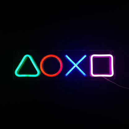 Neon Lamp - Game Controller Buttons - Incl. Ophanghaakjes - Neon Sign - 13 x 42 cm