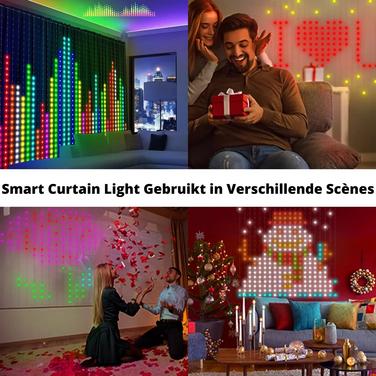 Smart lichtgordijn - 2 x 2 Meter – LED Verlichting - Voor Binnen & Buiten - App & Afstandsbediening – Incl. Ophangmateriaal