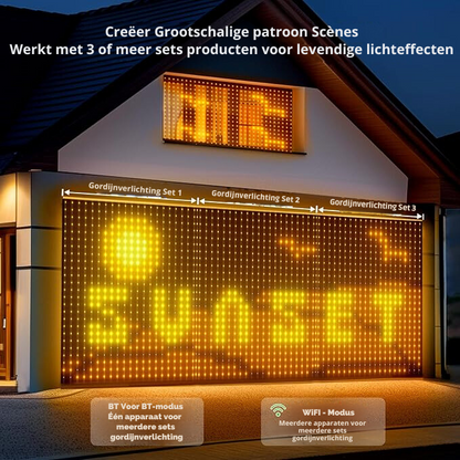 Smart lichtgordijn - 2 x 2 Meter – LED Verlichting - Voor Binnen & Buiten - App & Afstandsbediening – Incl. Ophangmateriaal