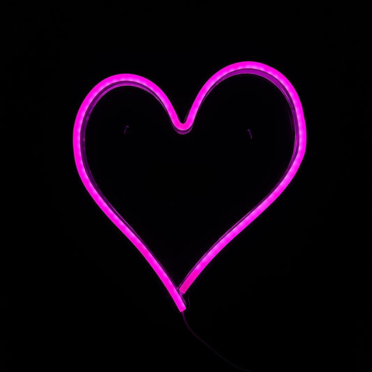 Neon Lamp - Hart Roze - Incl. Ophanghaakjes - Neon Sign - 33 x 32 cm