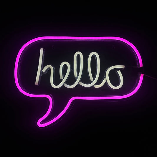 Neon Lamp - Hello - Led Lamp - Wandlamp - Incl. Ophanghaakjes - 31 x 43 cm