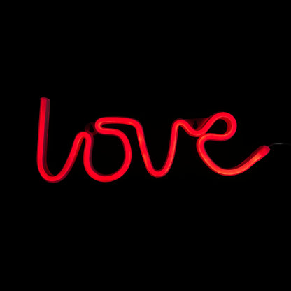 Neon Lamp - Love Rood - Incl. 3 Batterijen - 15 x 34 cm