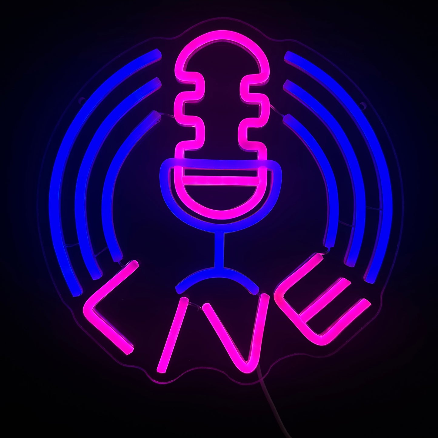 Neon Lamp - Microfoon Live - Incl. Ophanghaakjes - Neon Sign - 30 x 30 cm