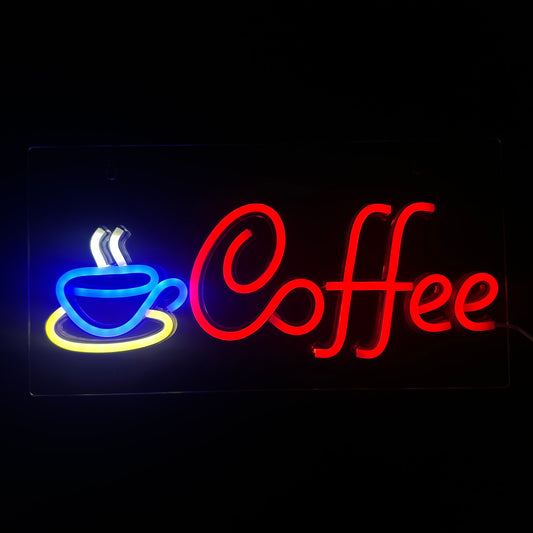 Neon Lamp - Coffee met Mokje - Incl. Ophanghaakjes - Neon Sign - 22 x 42 cm