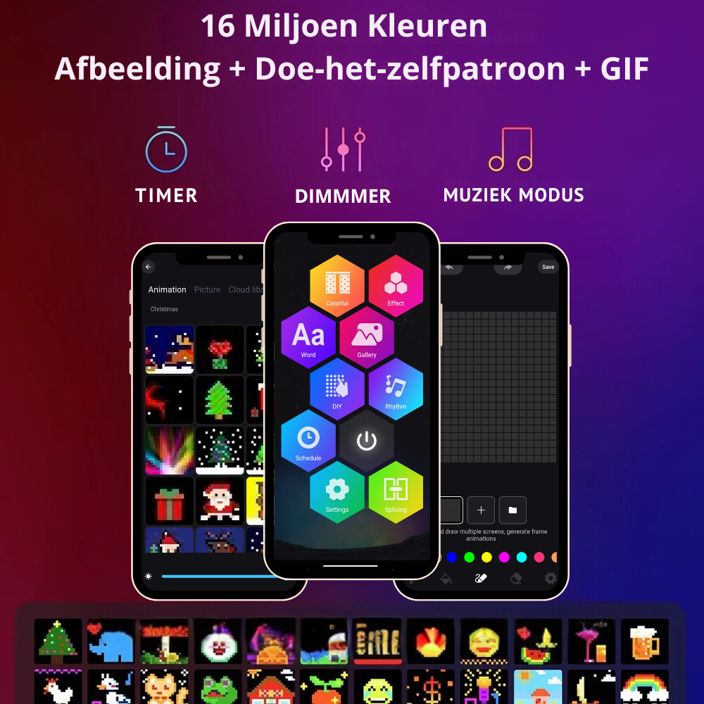 Smart lichtgordijn - 2 x 2 Meter – LED Verlichting - Voor Binnen & Buiten - App & Afstandsbediening – Incl. Ophangmateriaal