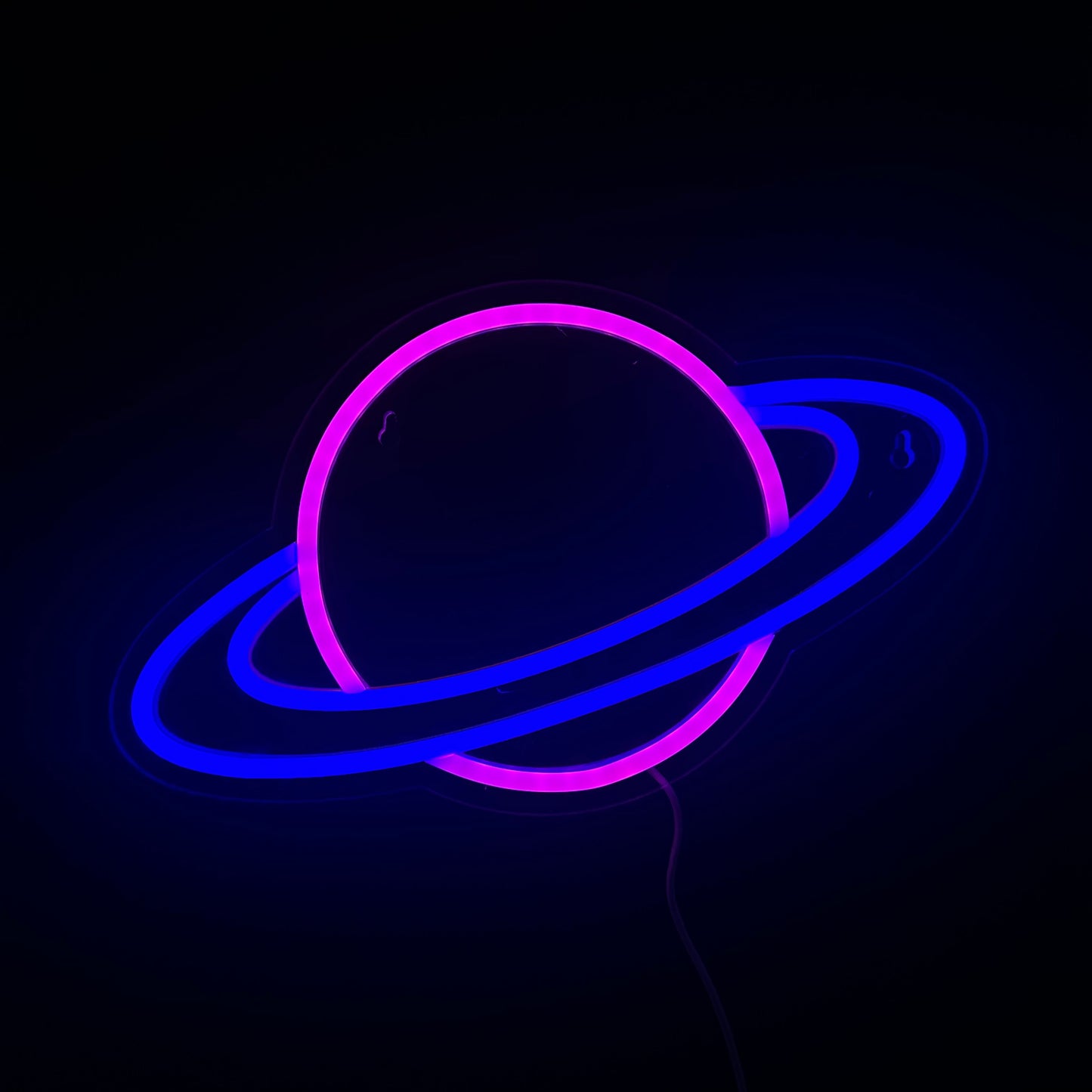 Neon Lamp - Planeet Roze / Blauw - Incl. Ophanghaakjes - Neon Sign - 20 x 34 cm