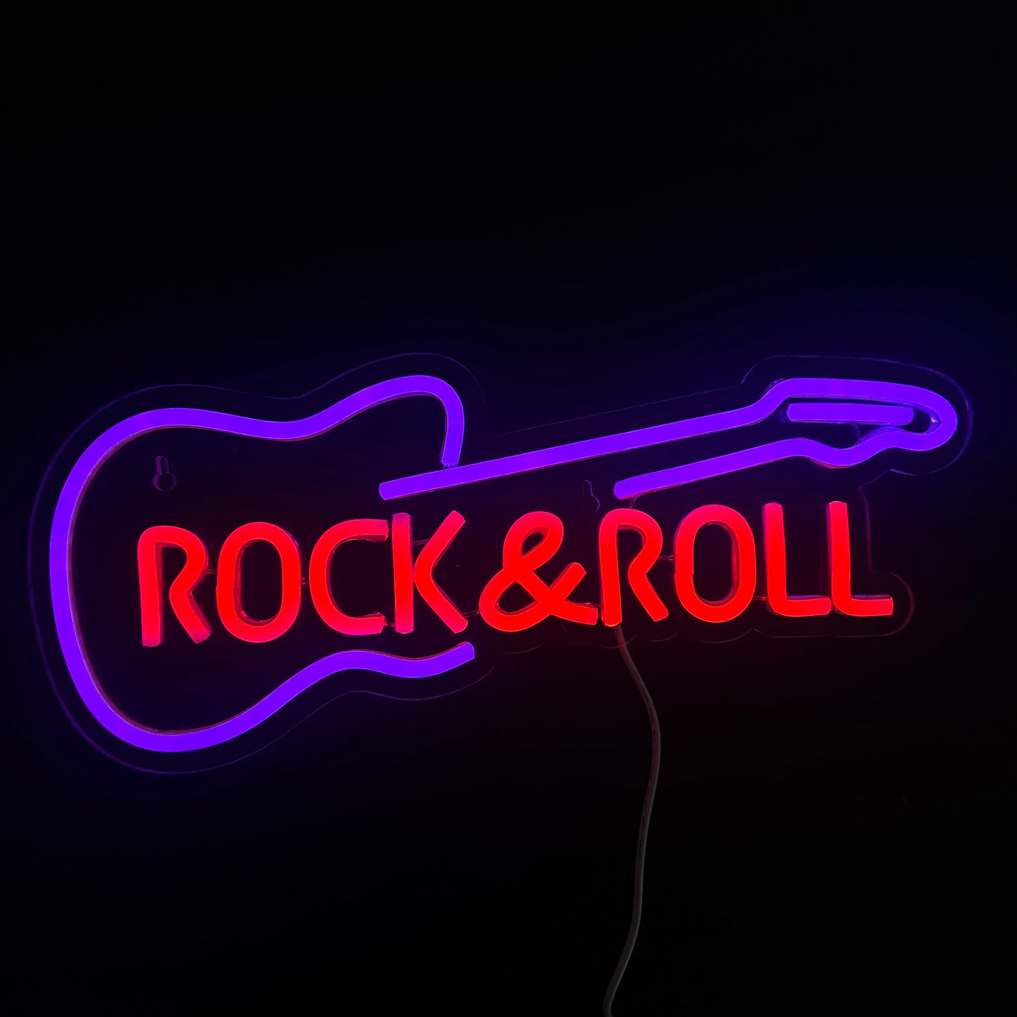 Neon Lamp - Rock & Roll Paars / Rood - Incl. Ophanghaakjes - Neon Sign - 16 x 41 cm