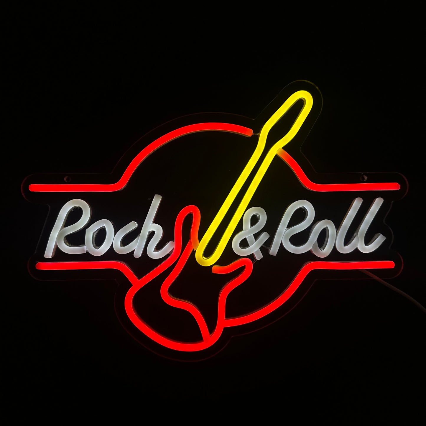 Neon Lamp - Rock & Roll Rood / Geel - Incl. Ophanghaakjes - Neon Sign - 29 x 40 cm