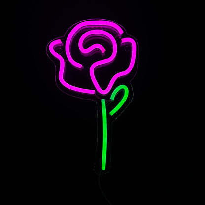 Neon Lamp - Roos - Incl. Ophanghaakjes - Neon Sign - 38 x 23 cm