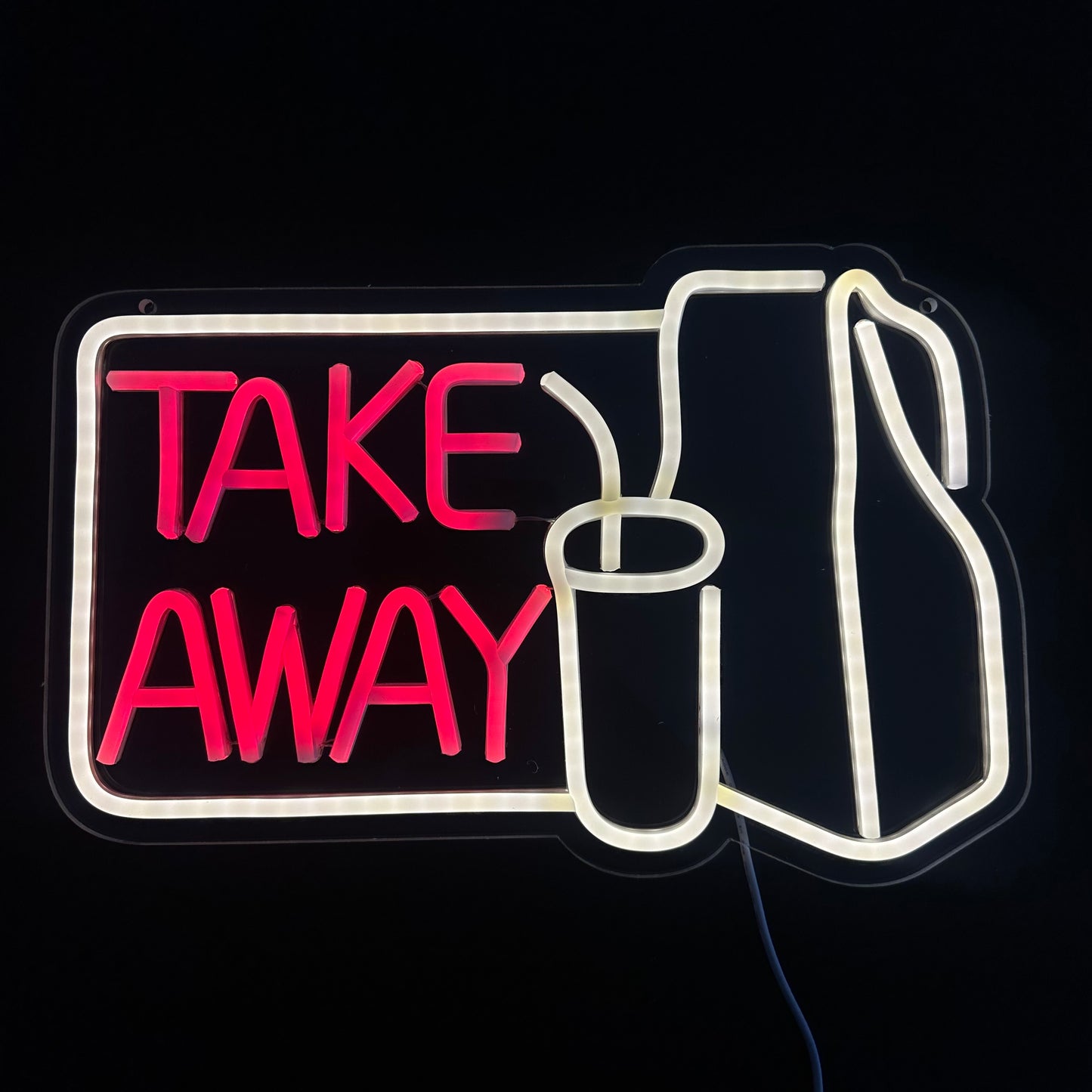 Neon Lamp - Take Away - Restaurant - Incl. Ophanghaakjes - Neon Sign - 26 x 40 cm