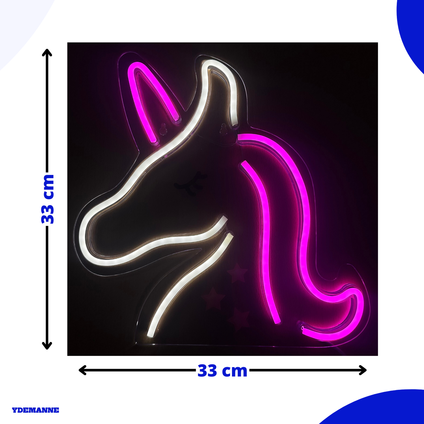 Neon Lamp - Unicorn / Eenhoorn - Incl. Ophanghaakjes - Neon Sign - 33 x 25 cm