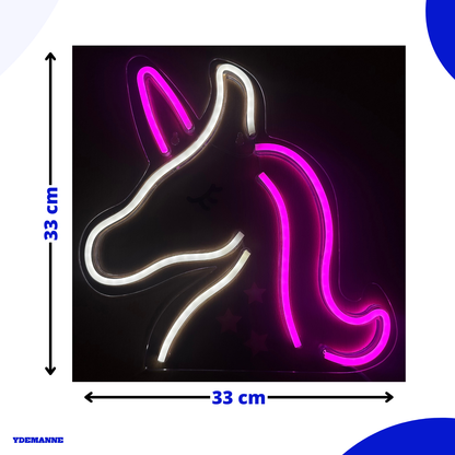 Neon Lamp - Unicorn / Eenhoorn - Incl. Ophanghaakjes - Neon Sign - 33 x 25 cm