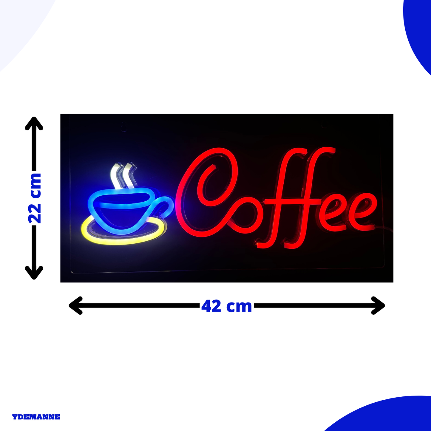 Neon Lamp - Coffee met Mokje - Incl. Ophanghaakjes - Neon Sign - 22 x 42 cm