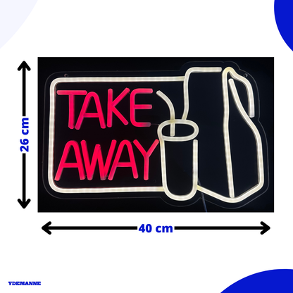 Neon Lamp - Take Away - Restaurant - Incl. Ophanghaakjes - Neon Sign - 26 x 40 cm