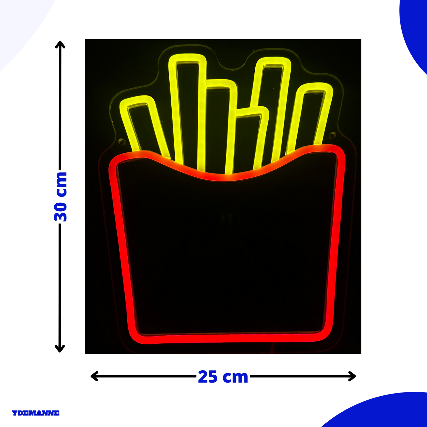 Neon Lamp - Patat / Friet - Incl. Ophanghaakjes - Neon Sign - 33 x 25 cm