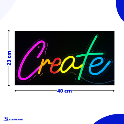 Neon Lamp - Create - Incl. Ophanghaakjes - Neon Sign - 23 x 40 cm