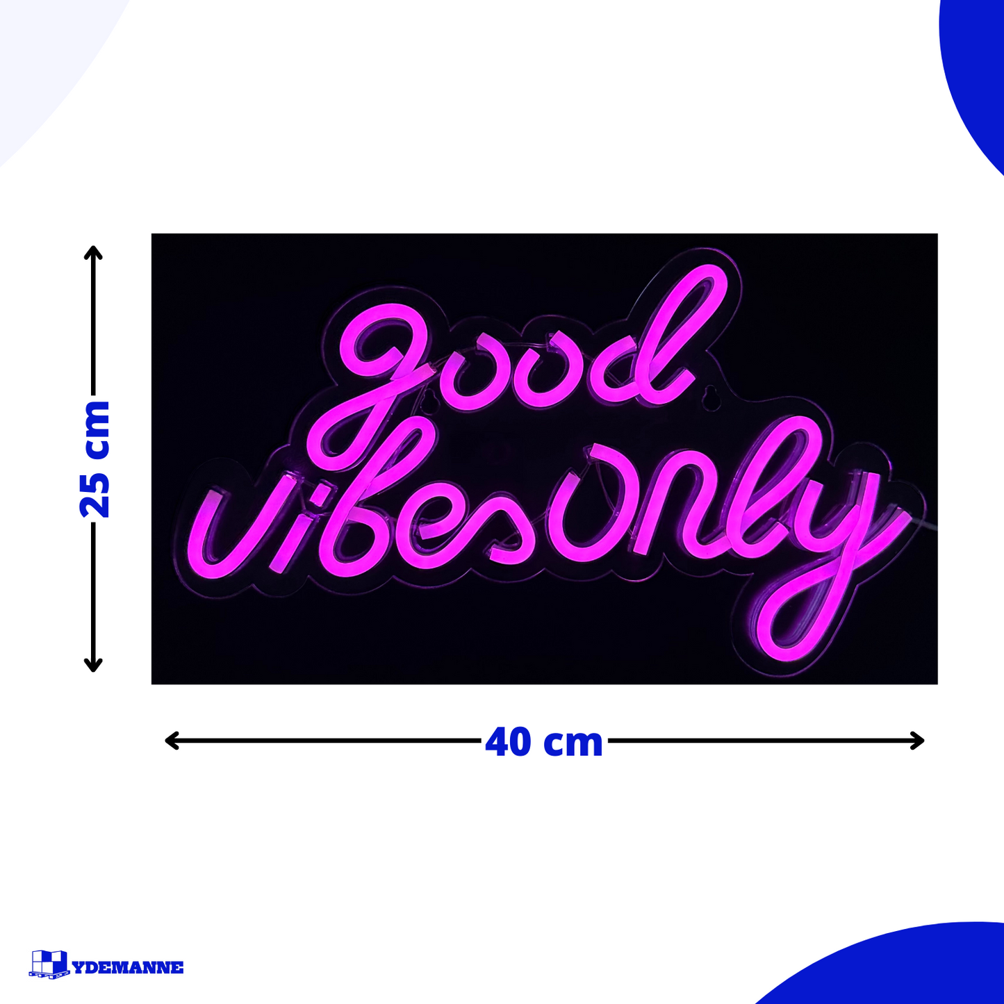 Neon Lamp - Good Vibes Only Roze - Incl. Ophanghaakjes - Neon Sign - 25 x 40 cm