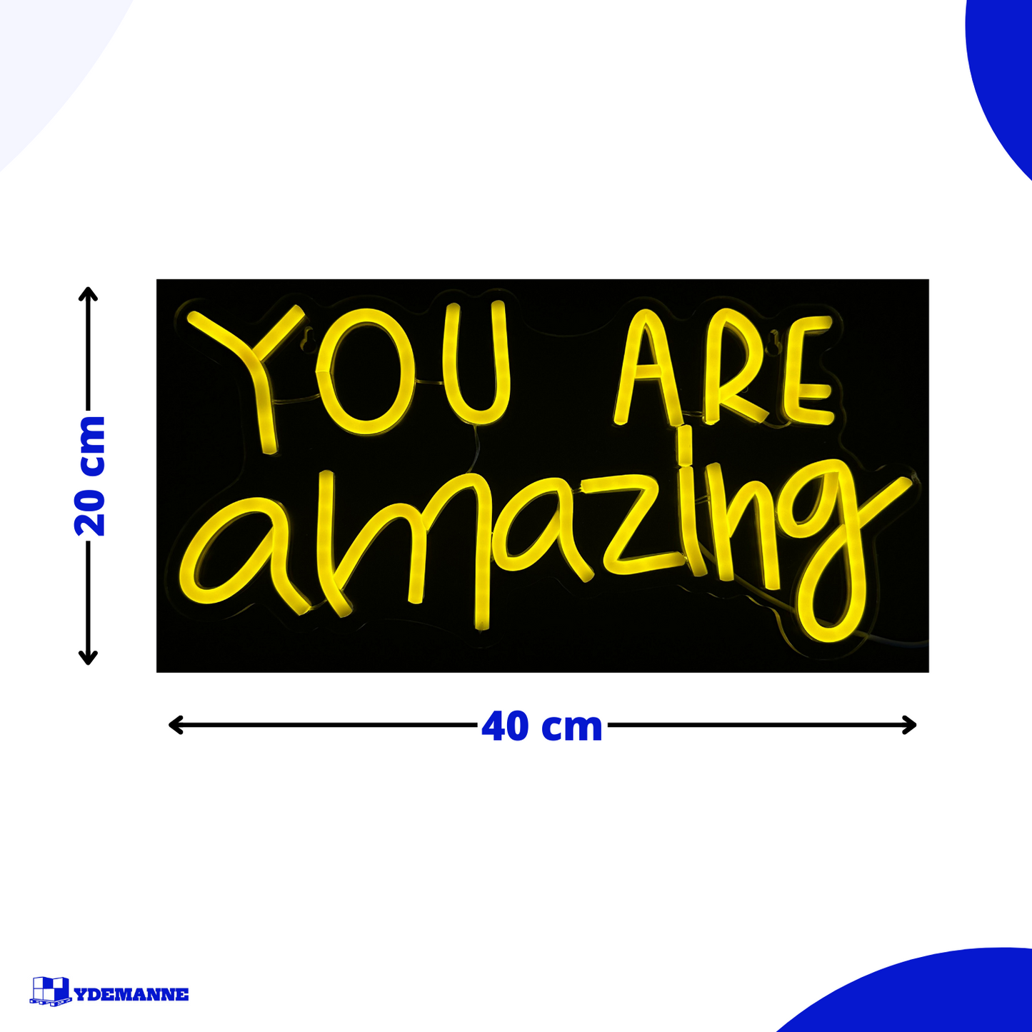 Neon Lamp - You Are Amazing Geel - Incl. Ophanghaakjes - Neon Sign - 20 x 40 cm