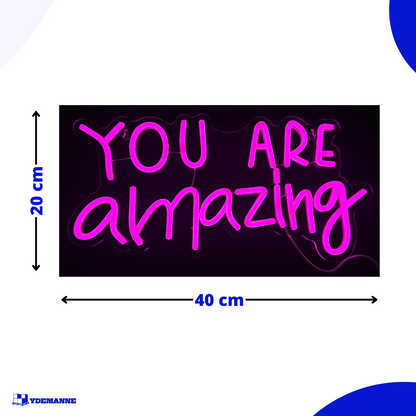 Neon Lamp - You Are Amazing Roze - Incl. Ophanghaakjes - Neon Sign - 20 x 40 cm