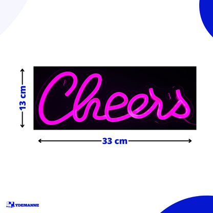 Neon Lamp - Cheers Roze - Incl. Ophanghaakjes - Neon Sign - 13 x 33 cm