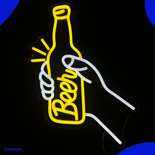 Neon Lamp - Beer - Bier - Incl. Ophanghaakjes - Neon Sign - 42 x 30 cm