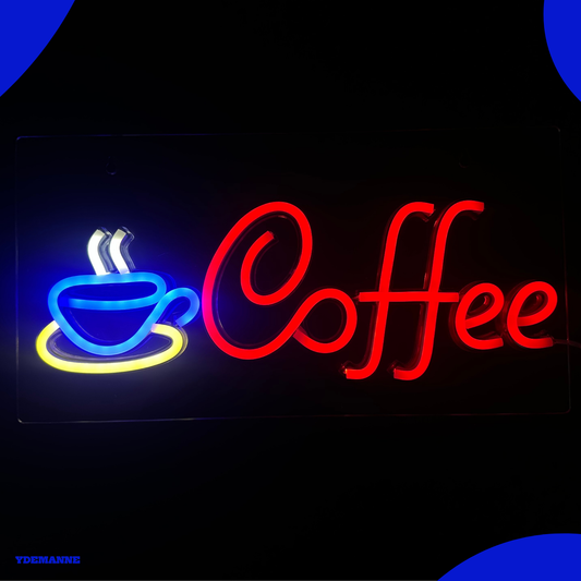 Neon Lamp - Coffee met Mokje - Incl. Ophanghaakjes - Neon Sign - 22 x 42 cm