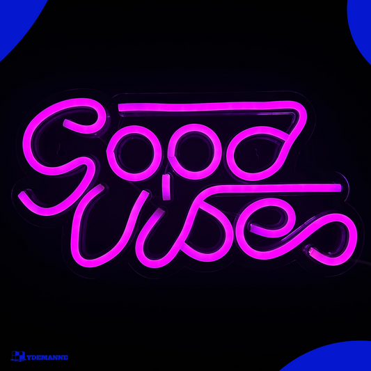 Neon Lamp - Good Vibes Roze - Incl. Ophanghaakjes - Neon Sign - 18 x 33 cm