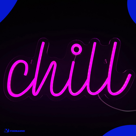 Neon Lamp - Chill Roze - Incl. Ophanghaakjes - Neon Sign - Neon Verlichting - 19,5 x 40 cm