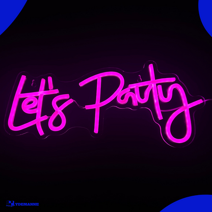 Neon Lamp - Let's Party Roze - Incl. Ophanghaakjes - Neon Sign - Neon Verlichting - 18 x 40 cm