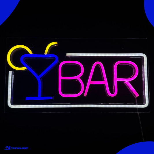 Neon Lamp - BAR Wit / Roze - Incl. Ophanghaakjes - Neon Sign - 22 x 42 cm