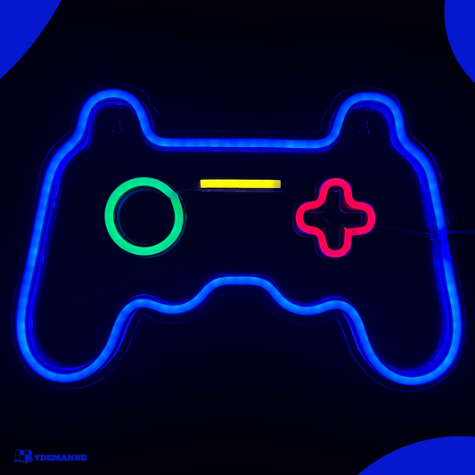 Neon Lamp - Game Controller Blauw - Incl. Ophanghaakjes - Neon Sign - 28 x 41 cm