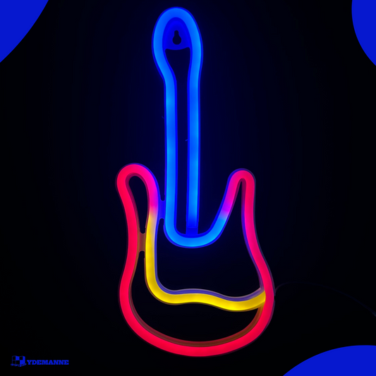 Neon Lamp - Gitaar - Incl. 3 Batterijen - 30 x 14 cm