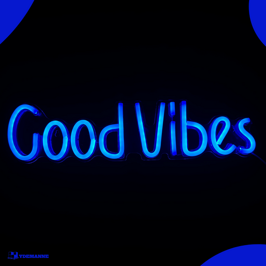 Neon Lamp - GoodVibes Blauw - Incl. Ophanghaakjes - Neon Sign - 13 x 50 cm