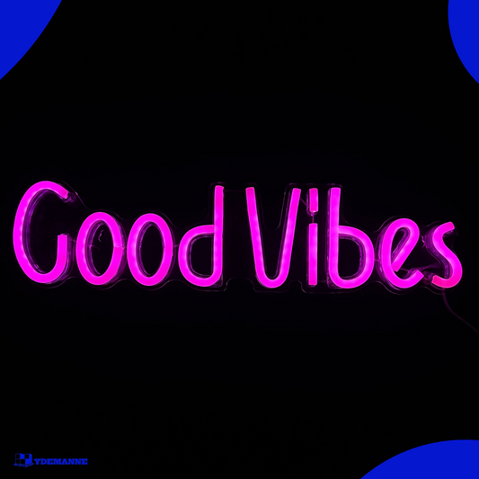 Neon Lamp - GoodVibes Roze - Incl. Ophanghaakjes - Neon Sign - 13 x 50 cm