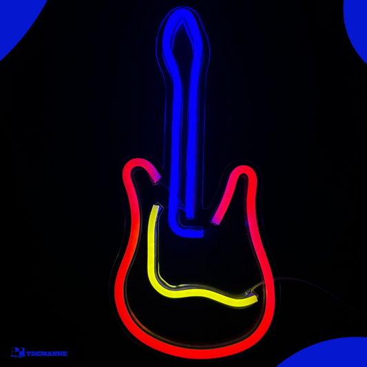 Neon Lamp - Gitaar - Incl. Ophanghaakjes - Neon Sign - 40 x 19 cm