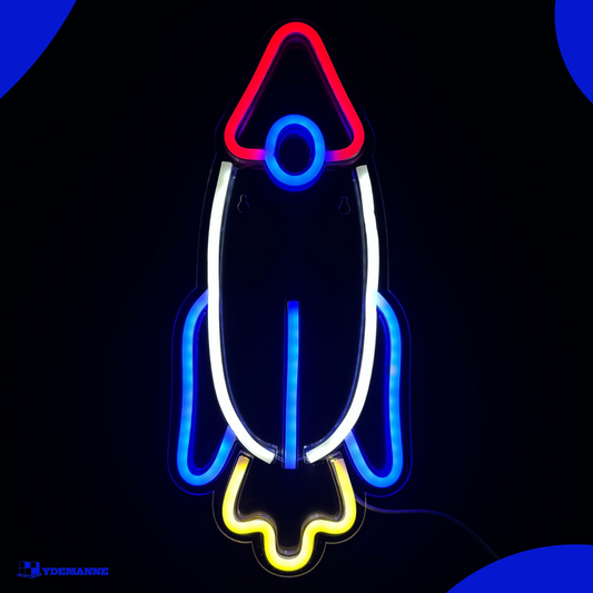 Neon Lamp - Raket - Incl. Ophanghaakjes - Neon Sign - 41 x 18 cm