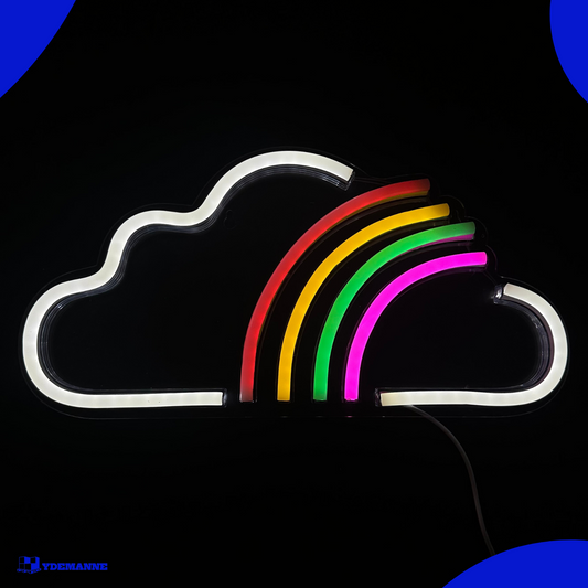 Neon Lamp - Wolk Regenboog - Incl. Ophanghaakjes - Neon Sign - 19 x 38 cm