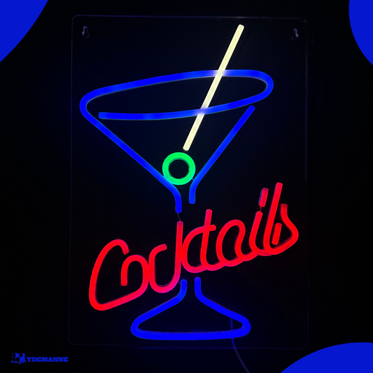 Neon Lamp - Cocktails - Incl. Ophanghaakjes - Neon Sign - Neon Verlichting - 42 x 30 cm