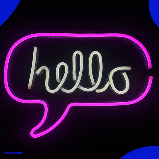 Neon Lamp - Hello - Led Lamp - Wandlamp - Incl. Ophanghaakjes - 31 x 43 cm