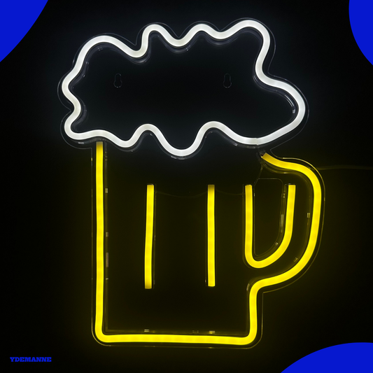 Neon Lamp - Bierglas - Dimbaar - Incl. Ophanghaakjes - Neon Sign - 35 x 29 cm