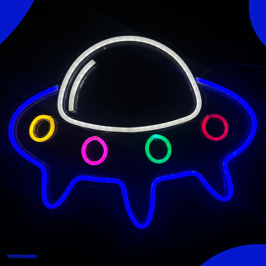 Neon Lamp - Ufo - Incl. Ophanghaakjes - Neon Sign - 32 x 40 cm