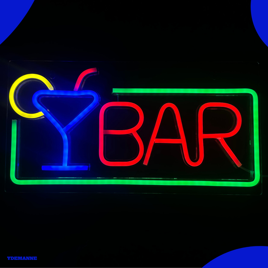 Neon Lamp - BAR Groen / Rood - Dimbaar - Incl. Ophanghaakjes - Neon Sign - 22 x 42 cm