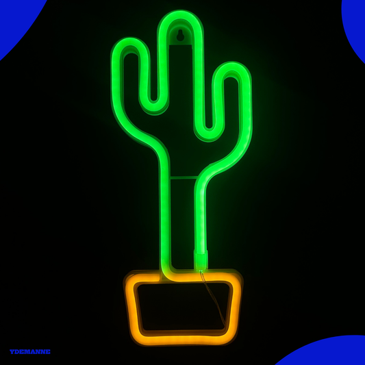 Neon Lamp - Cactus - Incl. 3 Batterijen - 33 x 14 cm