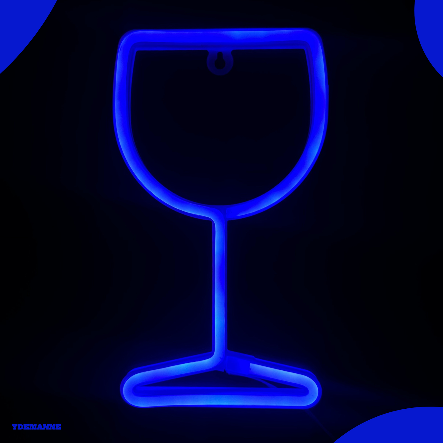 Neon Lamp - Wijnglas Blauw - Incl. 3 Batterijen - 25 x 14 cm