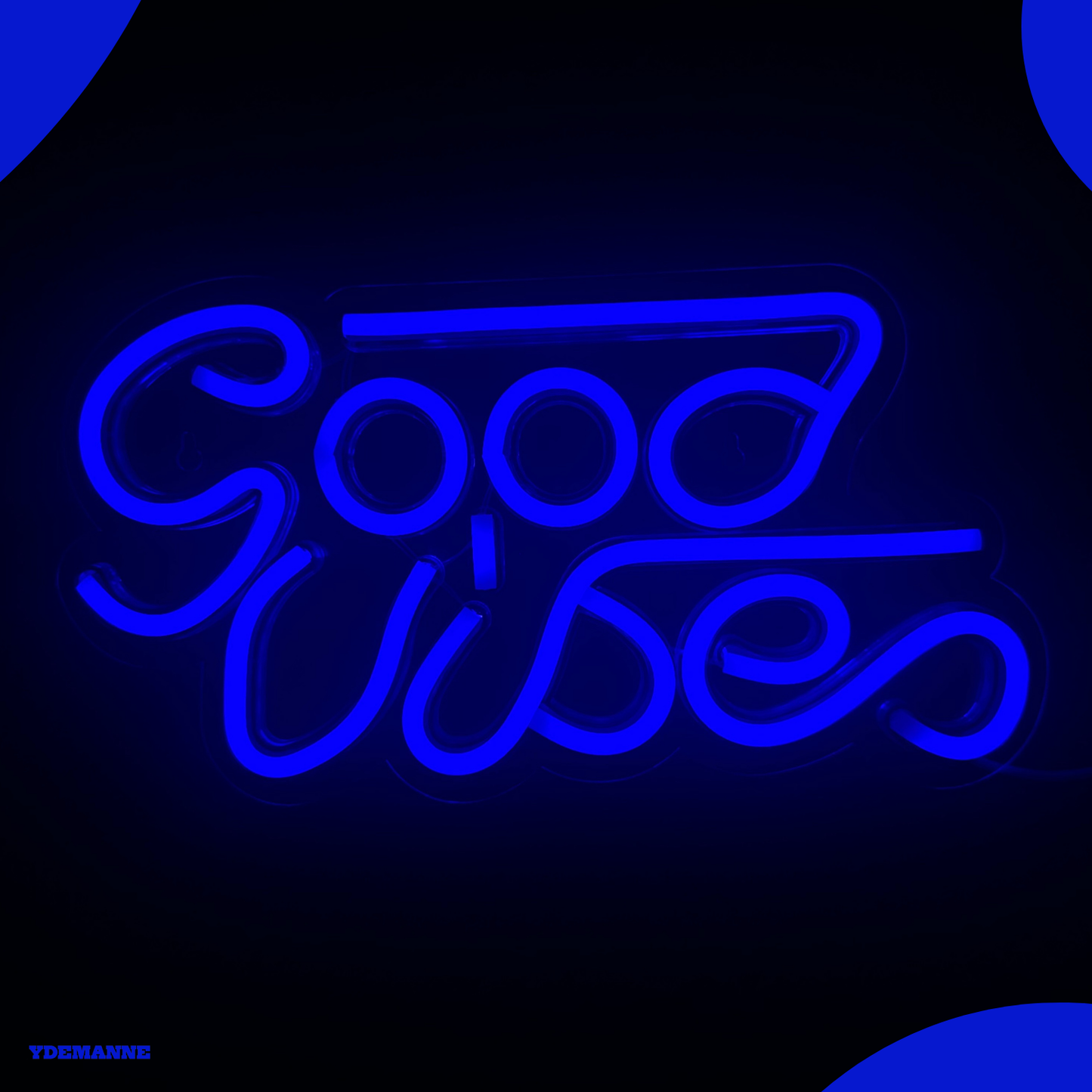 Neon Lamp - Good Vibes Blauw - Incl. Ophanghaakjes - Neon Sign - 18 x 33 cm